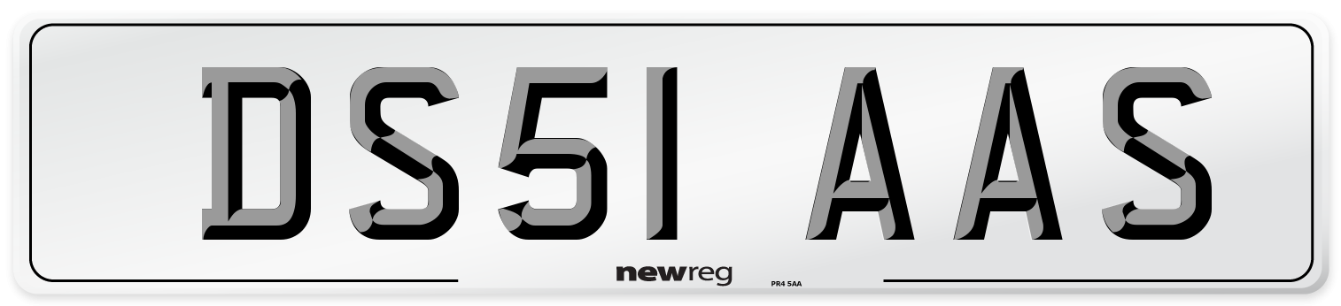 DS51 AAS Number Plate from New Reg